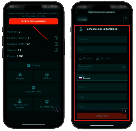Верификация в Pinco Casino